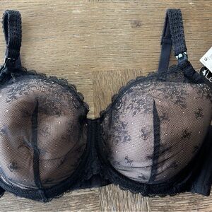 Le Mystere Black  Sheer Nursing Lace Bra